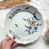 Ancienne Assiette Faïence Française XVIIIème NEVERS motif fleuri