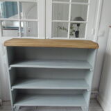 Vintage bookcase green of gray wooden top