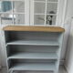 Vintage bookcase green of gray wooden top