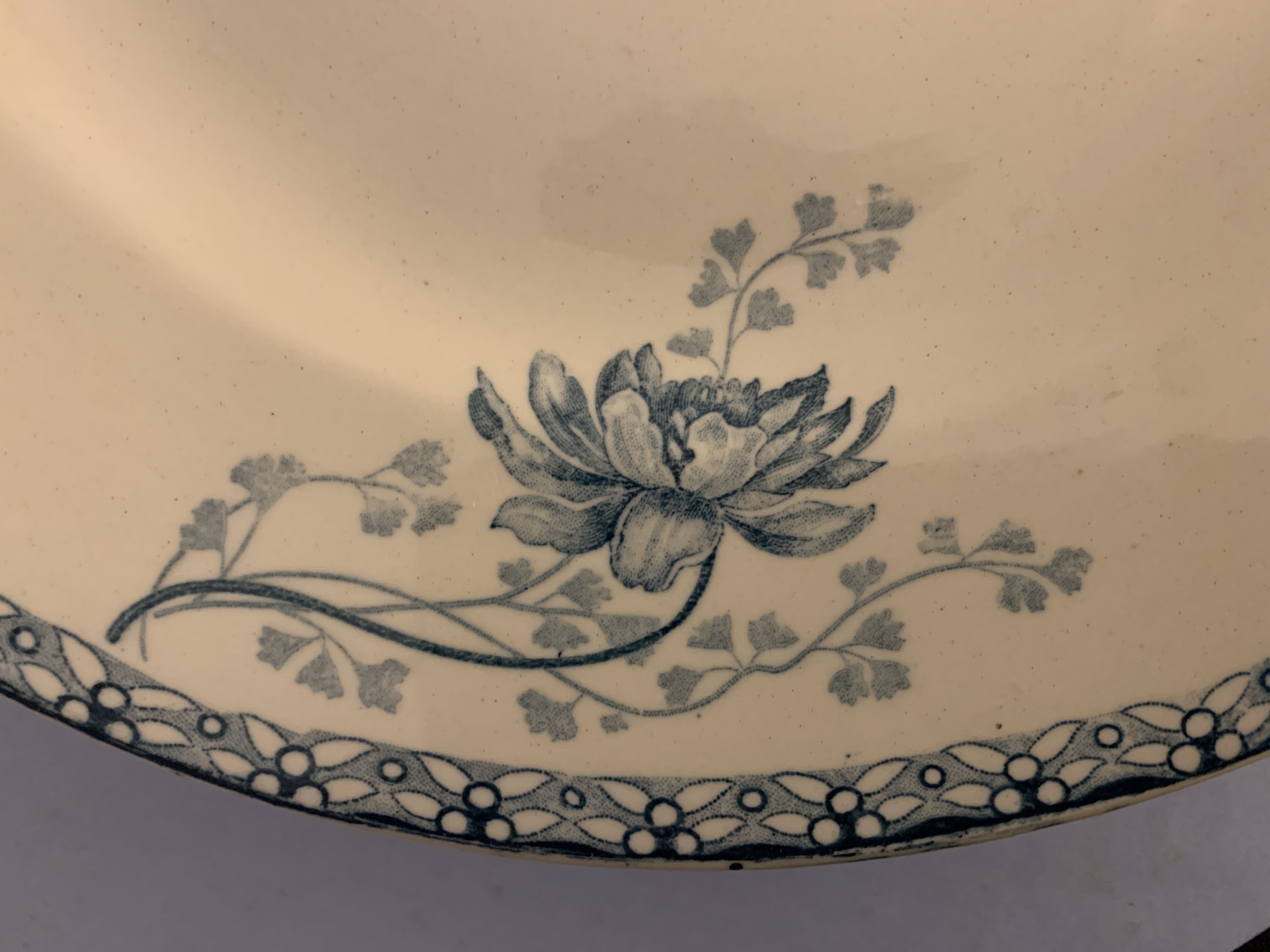 12 dessert plates and an art nouveau dish Royat de Sarreguemines