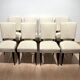Chaises Art Déco en laque noire en velours crème, France, années 1930, ensemble de 8
