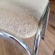 Table and 4 70s chairs chrome base and smoked glass tray chairs green water fabric