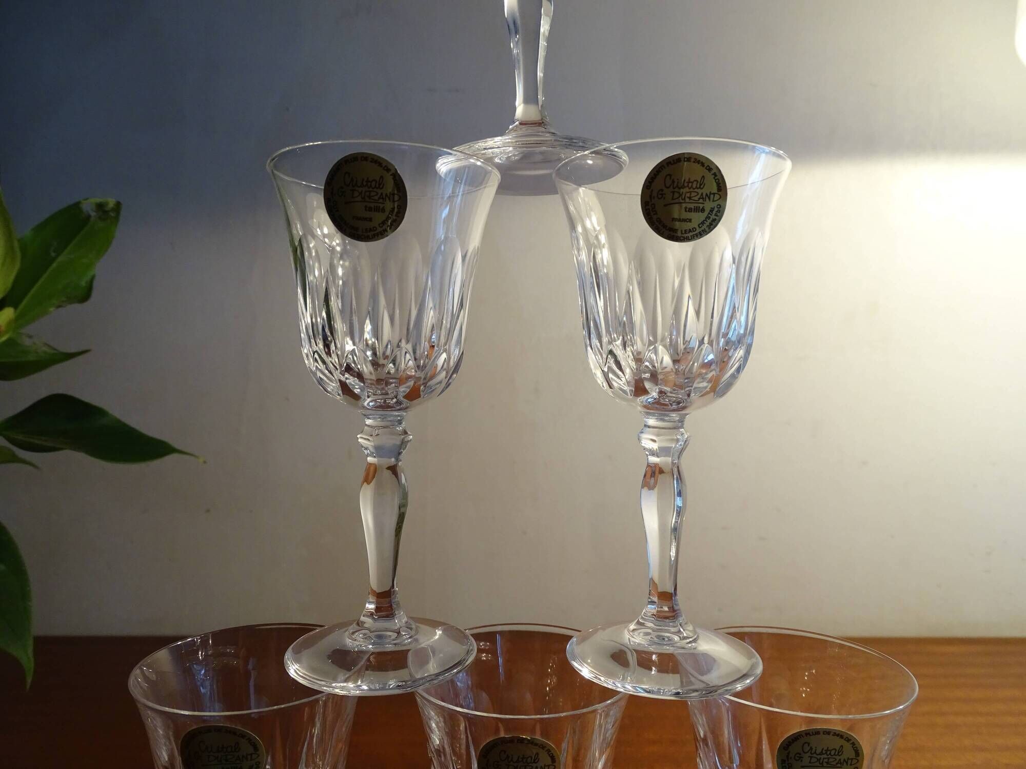 6 glasses white wine Cristal d'Arques JG Durand Villiers 7 cl size Beaulieu