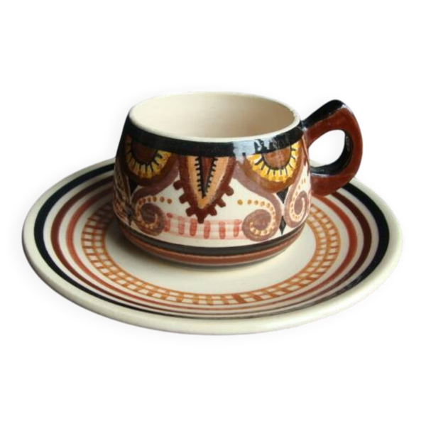 Tasse et soucoupe art déco  P. Fouillen Quimper