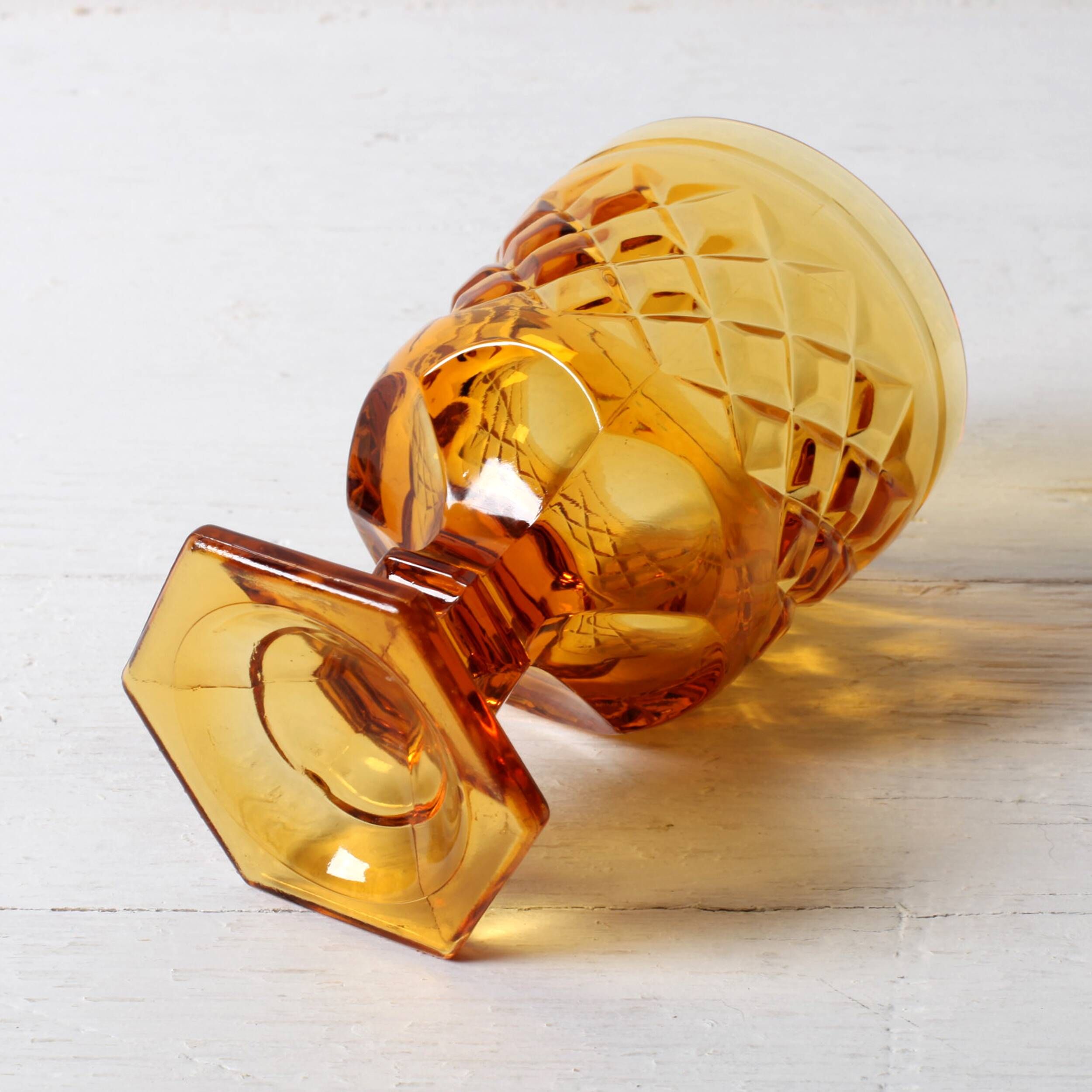 Vintage Amber Goblet Set: Italian Bormioli Stem Glasses, 1970s