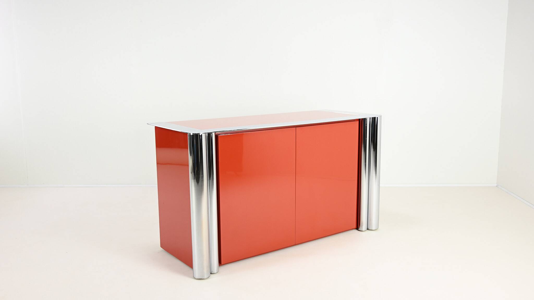 Antonello Mosca, Buffet For Cinova, Lacquer And Chrome, Italy C.1969