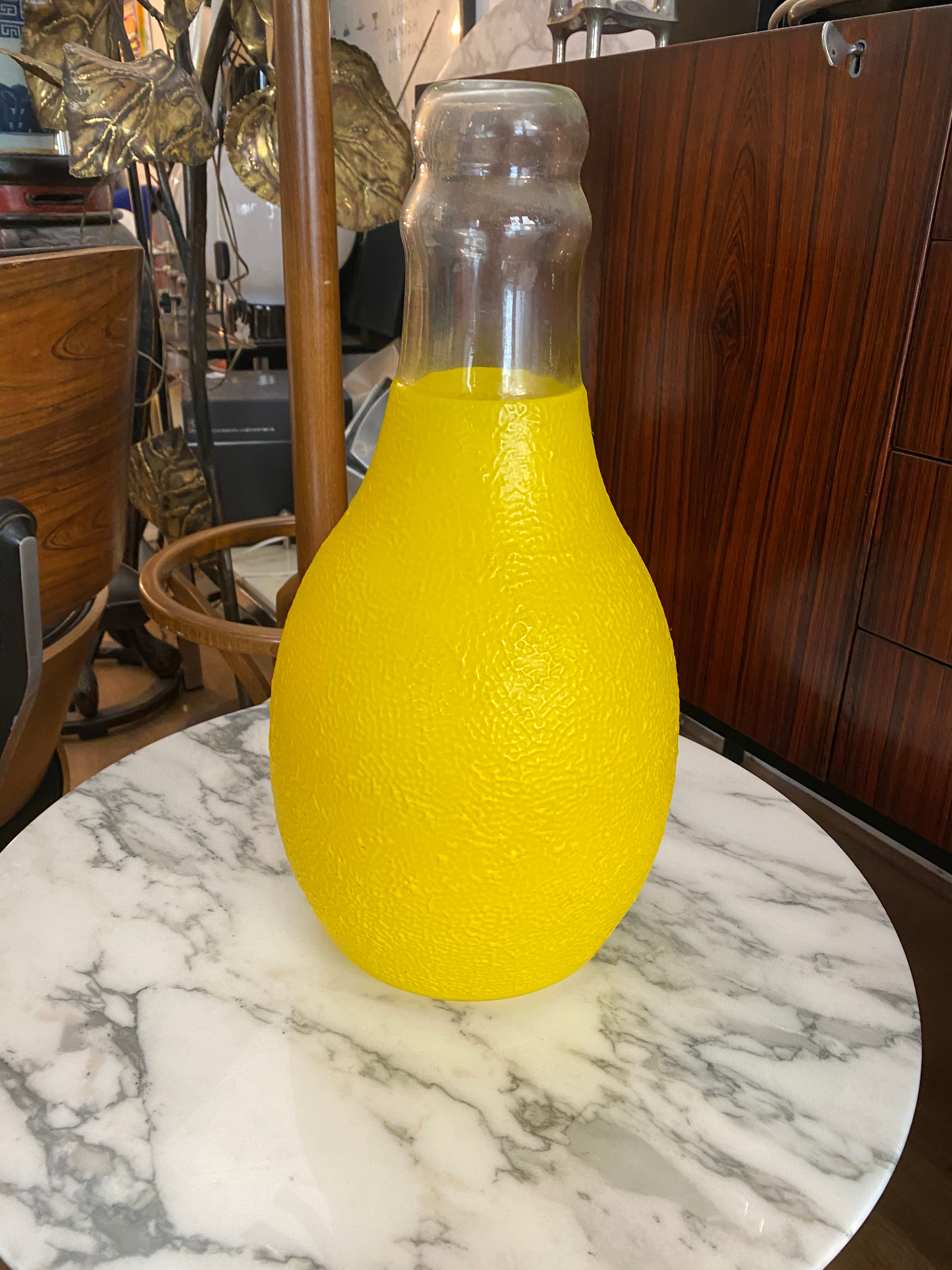 Large glass bottle lamp from the 70s