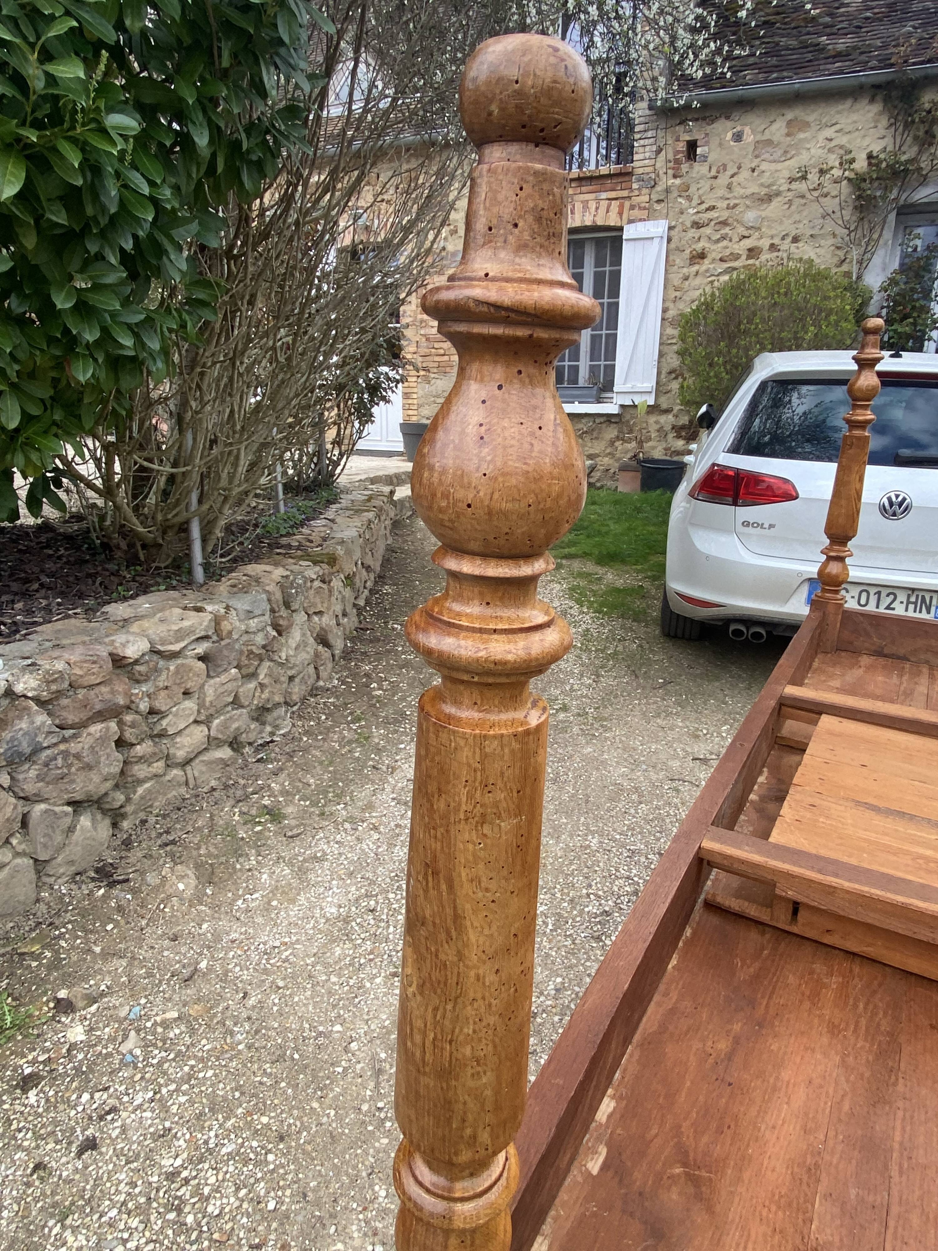 Farmhouse dining table for meals, made of solid oak, 1 drawer, 1950, 180x74cm.