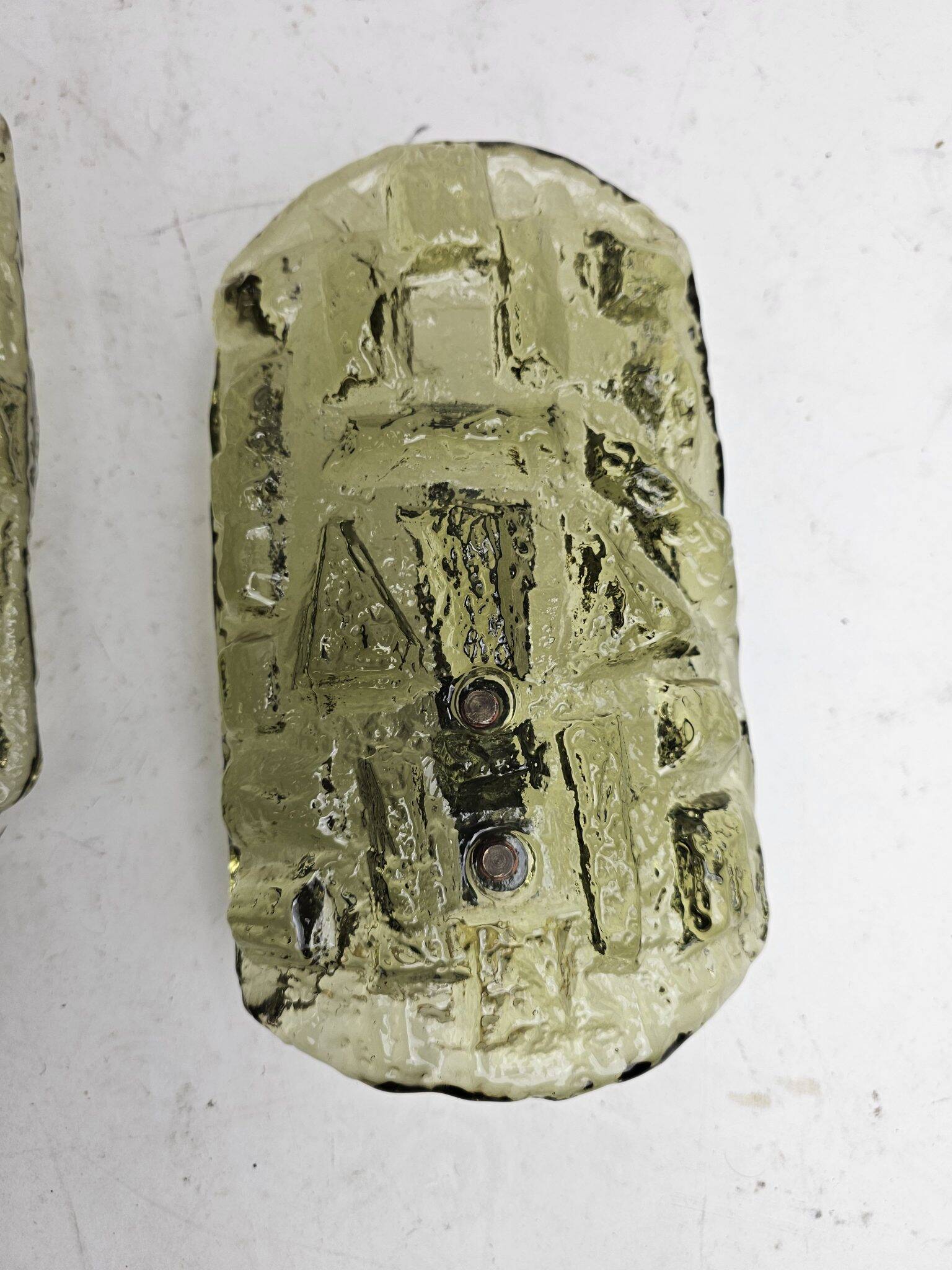 Ensemble de lampes murales en verre vert Holmegaard