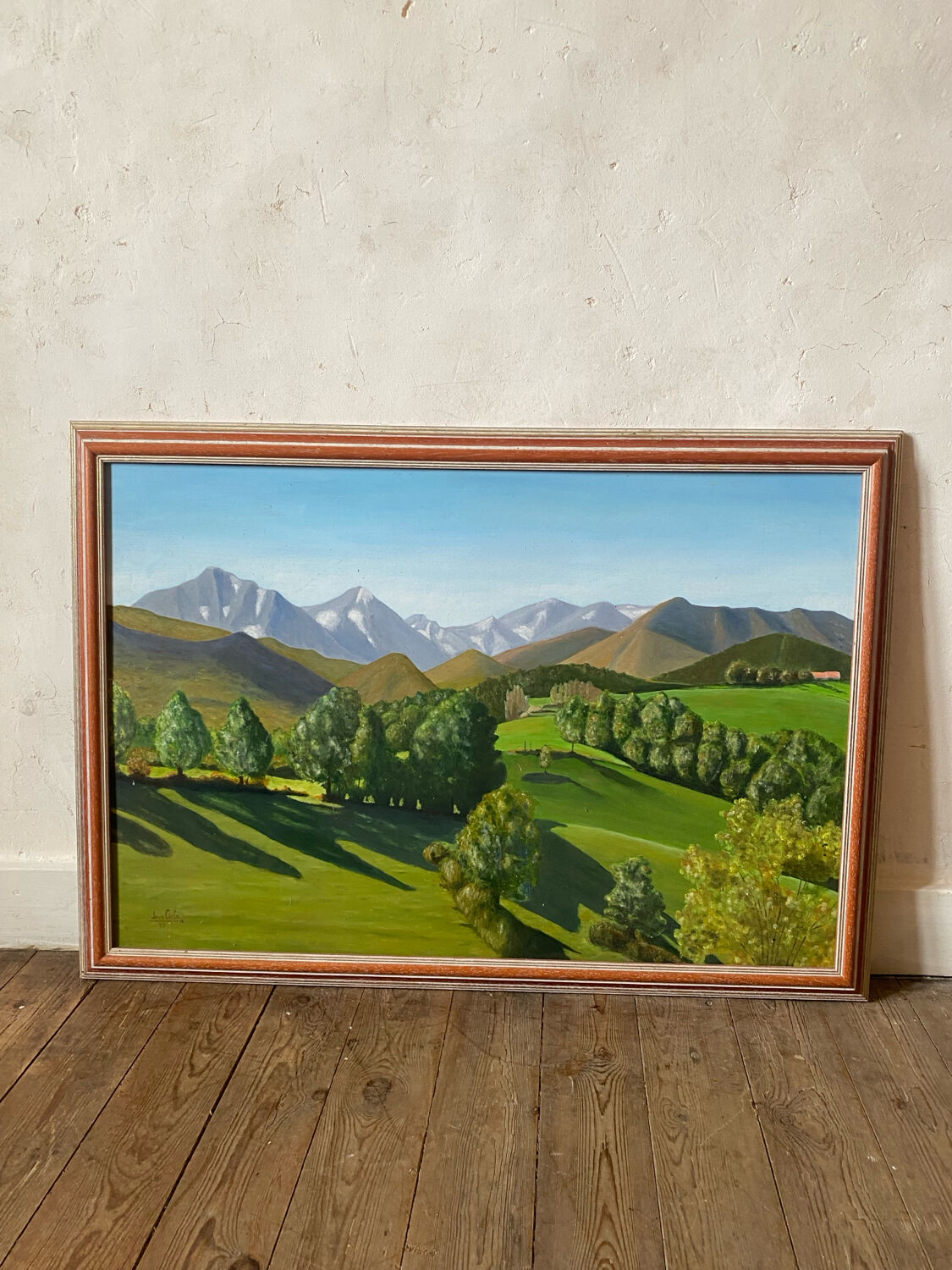 Old oil painting on canvas