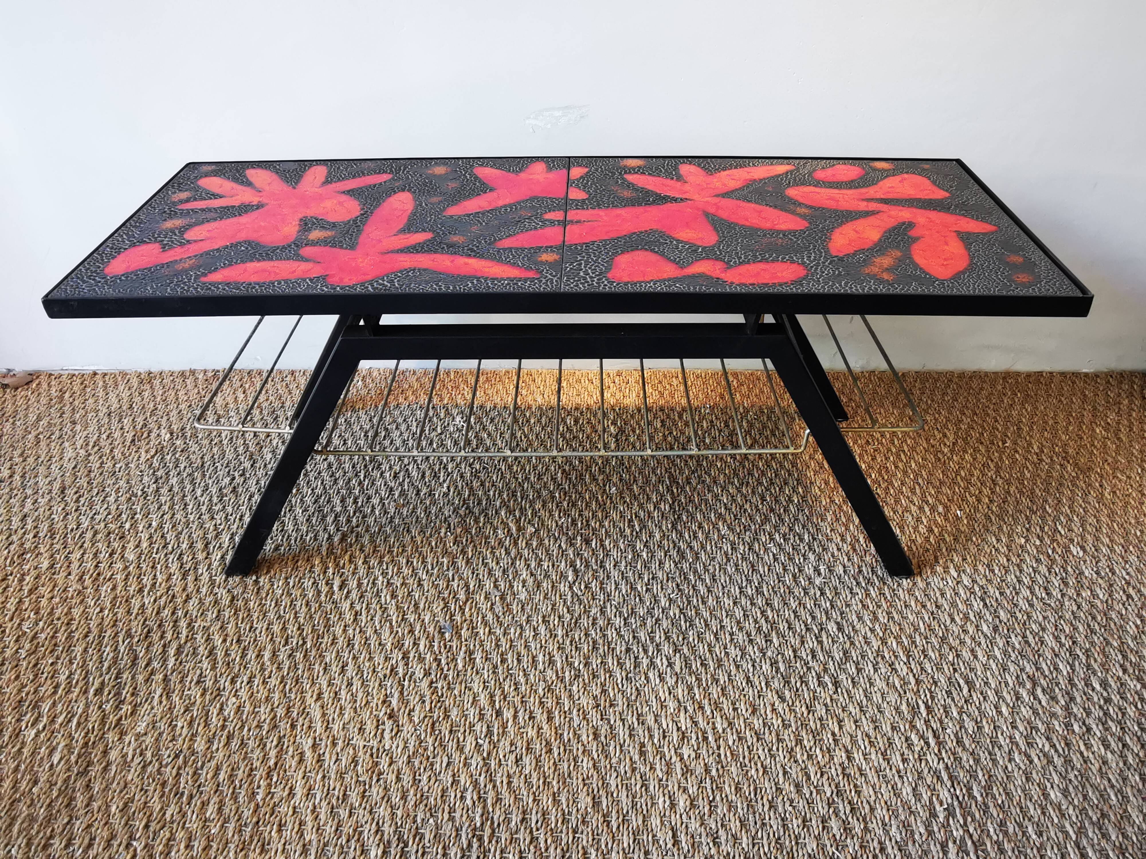 Coffee table of the "cloutier brothers" in lava stone 50s