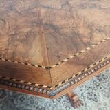 Napoleon III octagonal centre table in marquetry walnut.