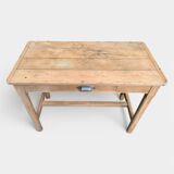 Art Deco farmhouse table in raw wood