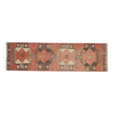 Orange Vintage Turkish Oushak Handmade Wool Runner Unique Rug 78x318