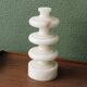 70s designer lamp base, twisted white marble