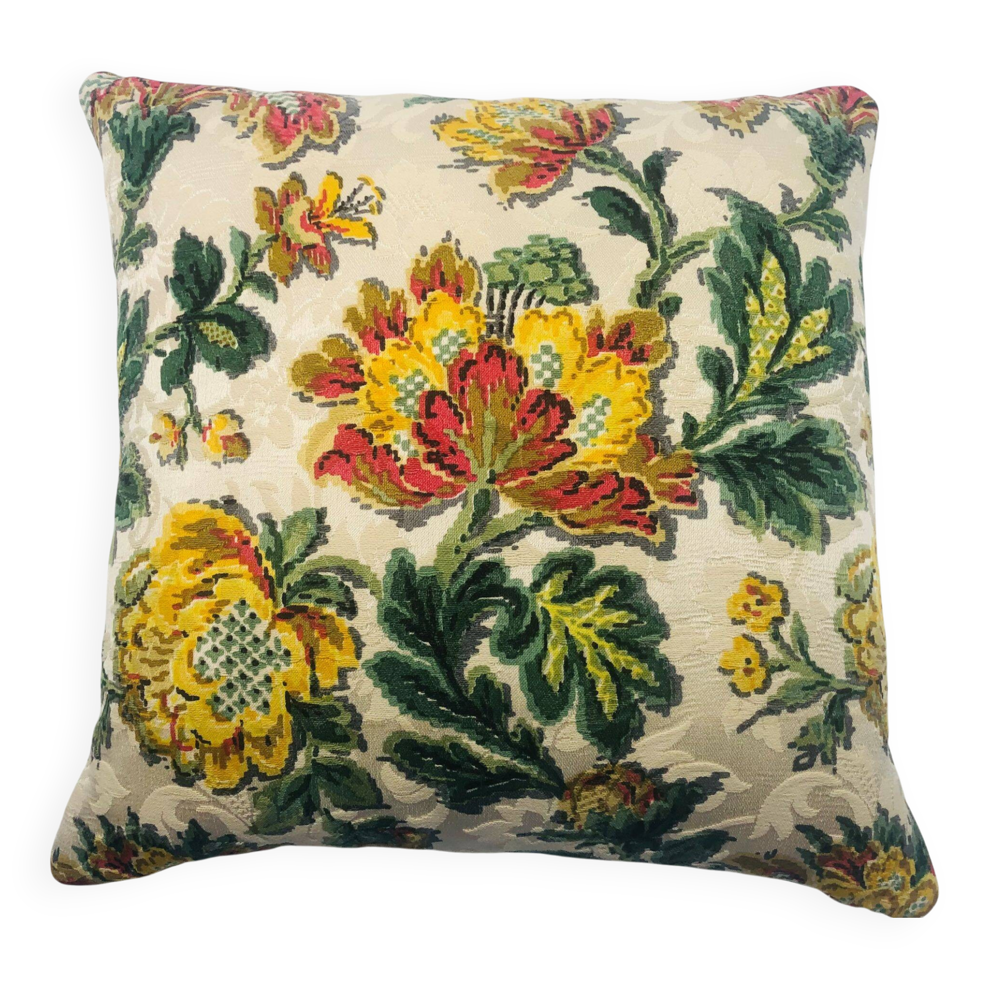 Cushion cover in antique fabric. 40 x 40 cm.
