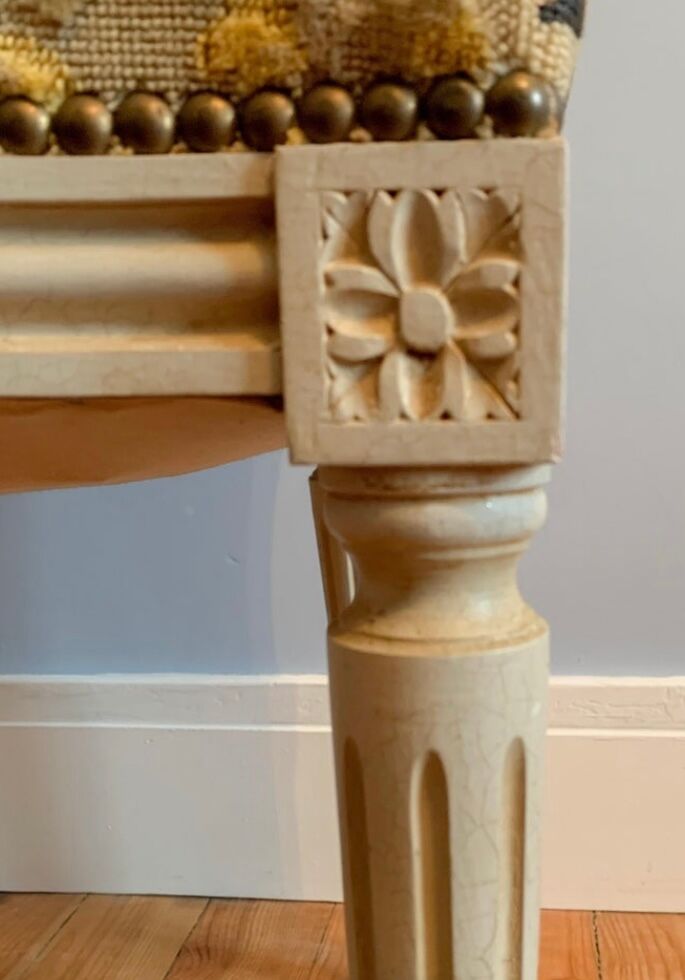Chair and armchair medallion, Louis XVI style, circa 1950