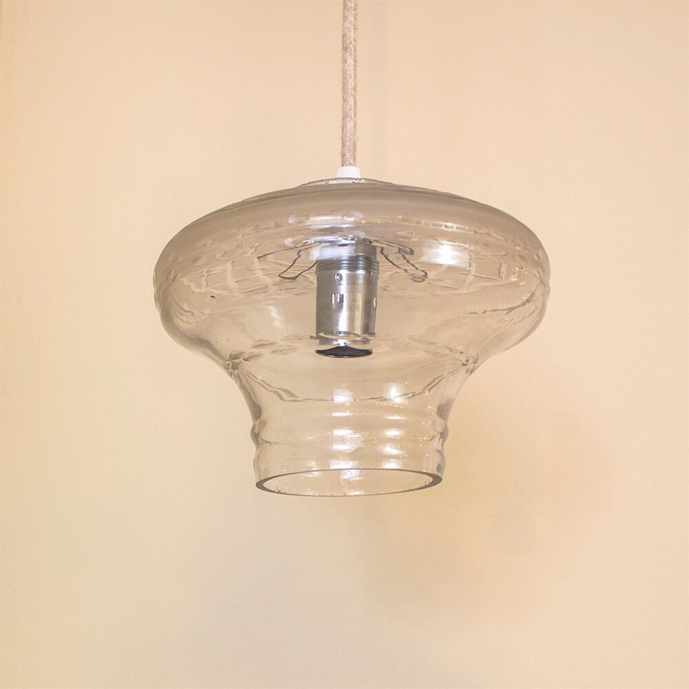 Lampe suspendue Art Déco en verre taillé