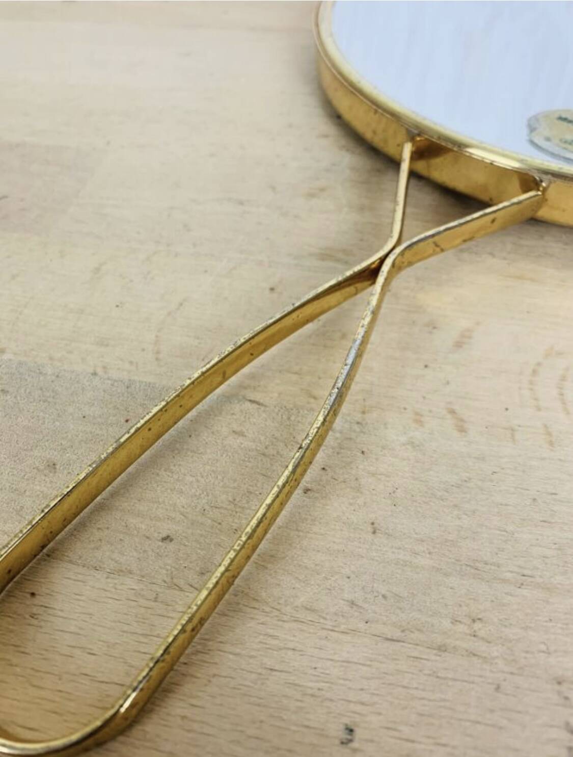 "Elite" double-sided gold-plated metal barber mirror