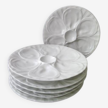 6 Pillivuyt white porcelain oyster plates