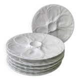 6 Pillivuyt white porcelain oyster plates