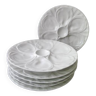 6 Pillivuyt white porcelain oyster plates