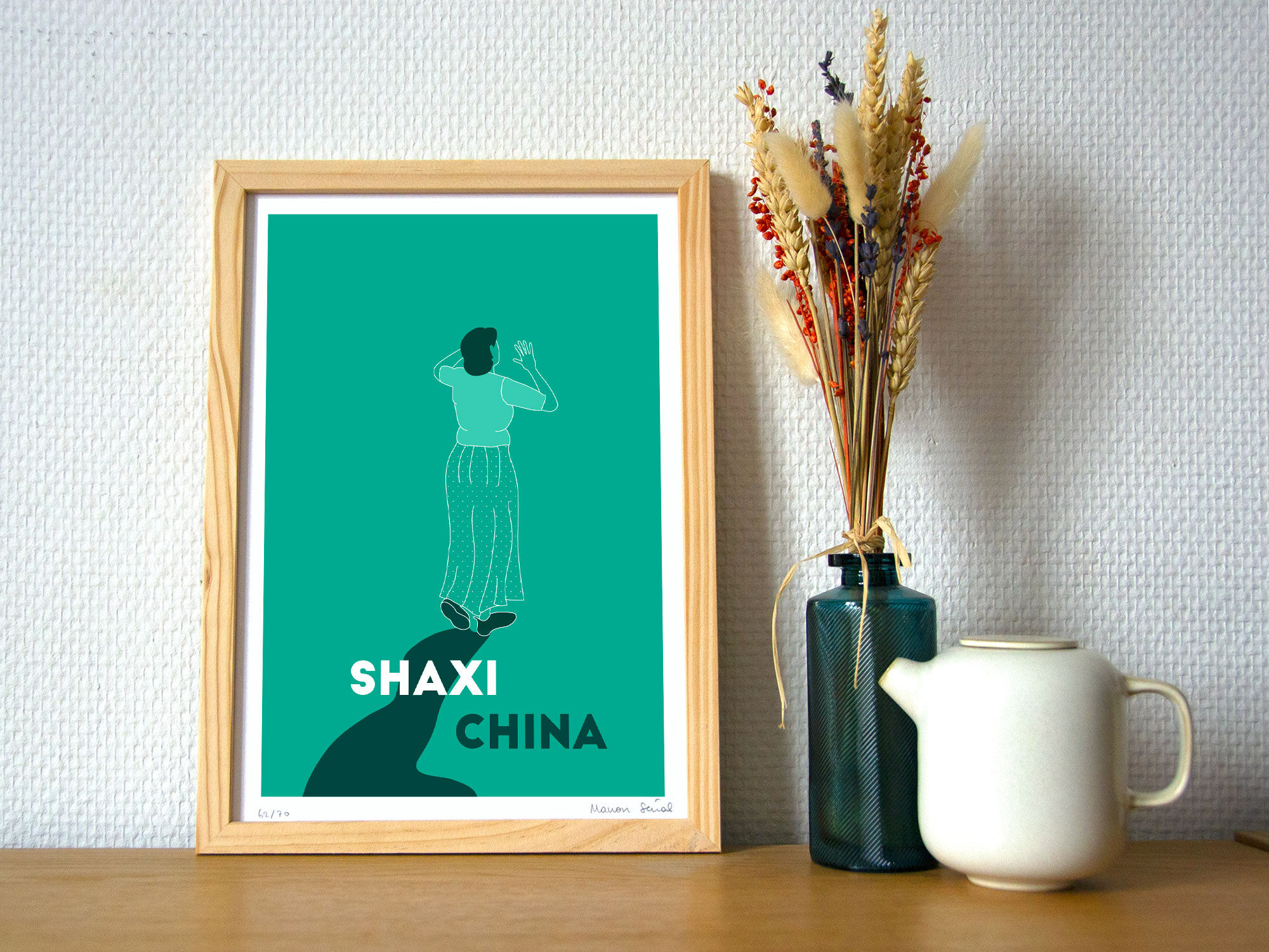 Menade - Shaxi, China - Illustration. A4 21 x 29.7. China, travel, dancer, dance