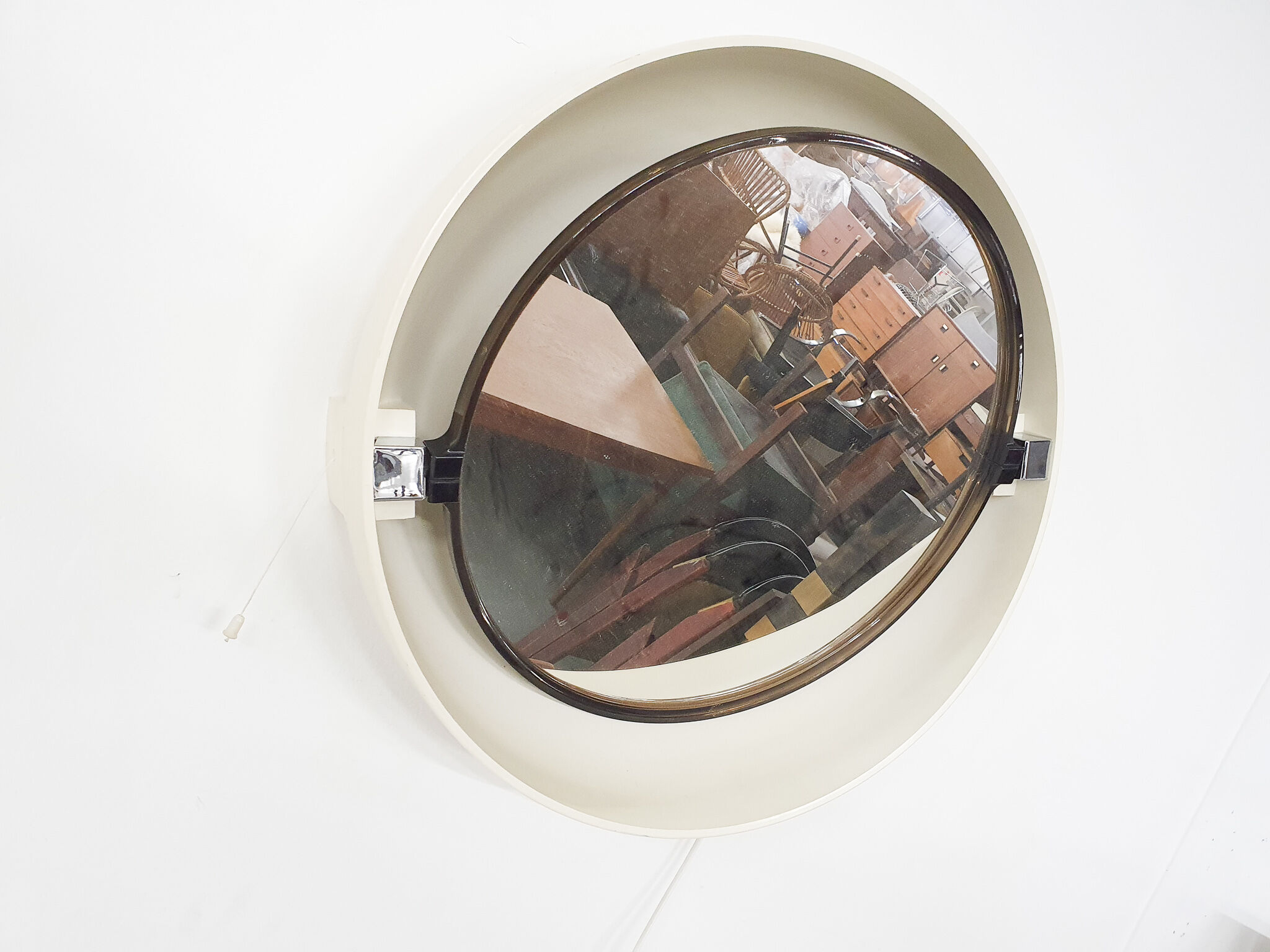Space age plastic mirror with back light by Allibert, France 1970's