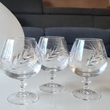 Set of 6 Cognac Glasses. Fleury/Arques Crystal Model. Wheat Ears Design
