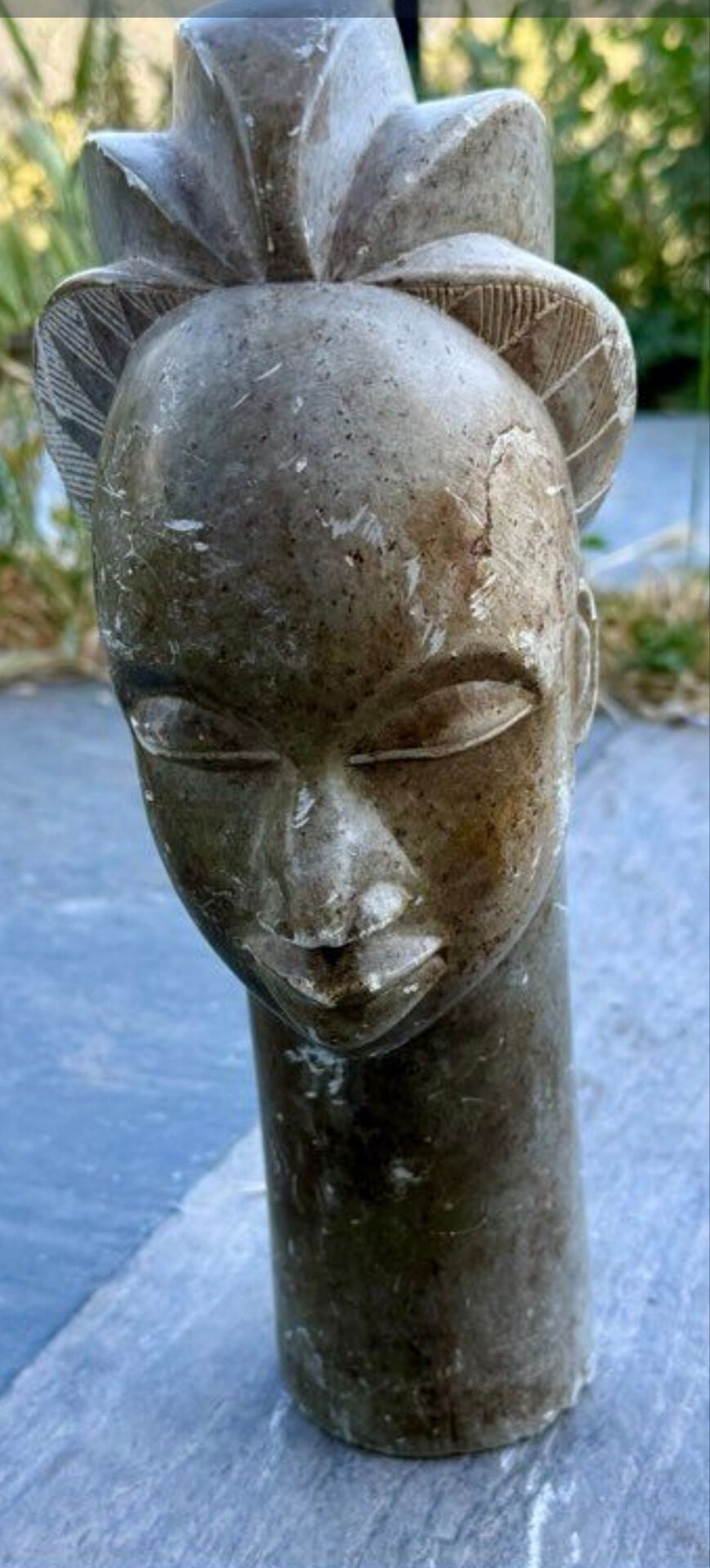 Large african sculpture in steatite stone signed lewanga – art