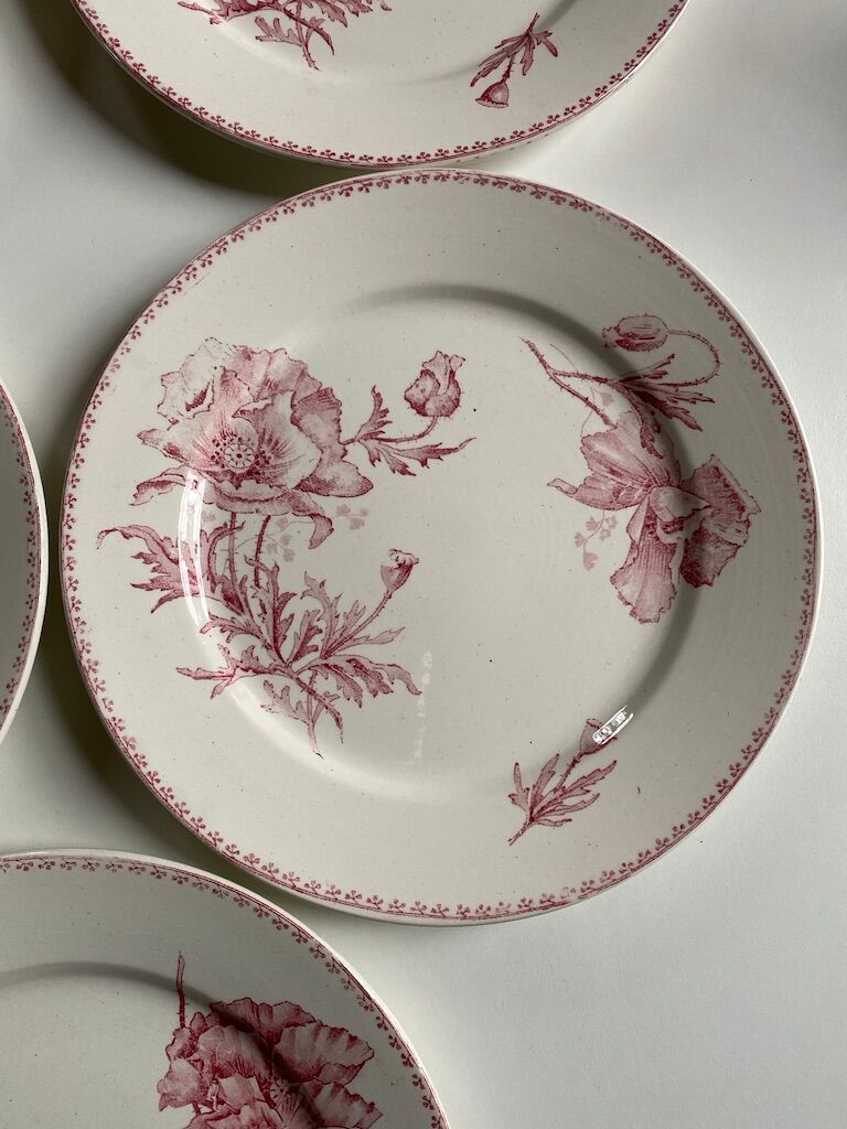 5 red decoration plates