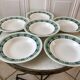 Set of 6 green hollow plates Digoin Sarreguemines 30s