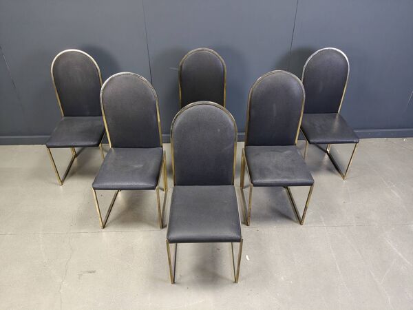 Chaises de salle à manger vintage en laiton de Belgochrom, années 1970