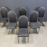 Chaises de salle à manger vintage en laiton de Belgochrom, années 1970