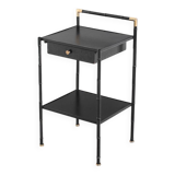 Vintage coffee table in iron (faux bamboo) and black escay. France, 1960s.