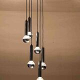 Large mid-century cascade chandelier in chrome