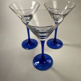 Set of 9 blue stemmed glasses (3 balloon wine glasses, 3 flutes, 3 cocktail)