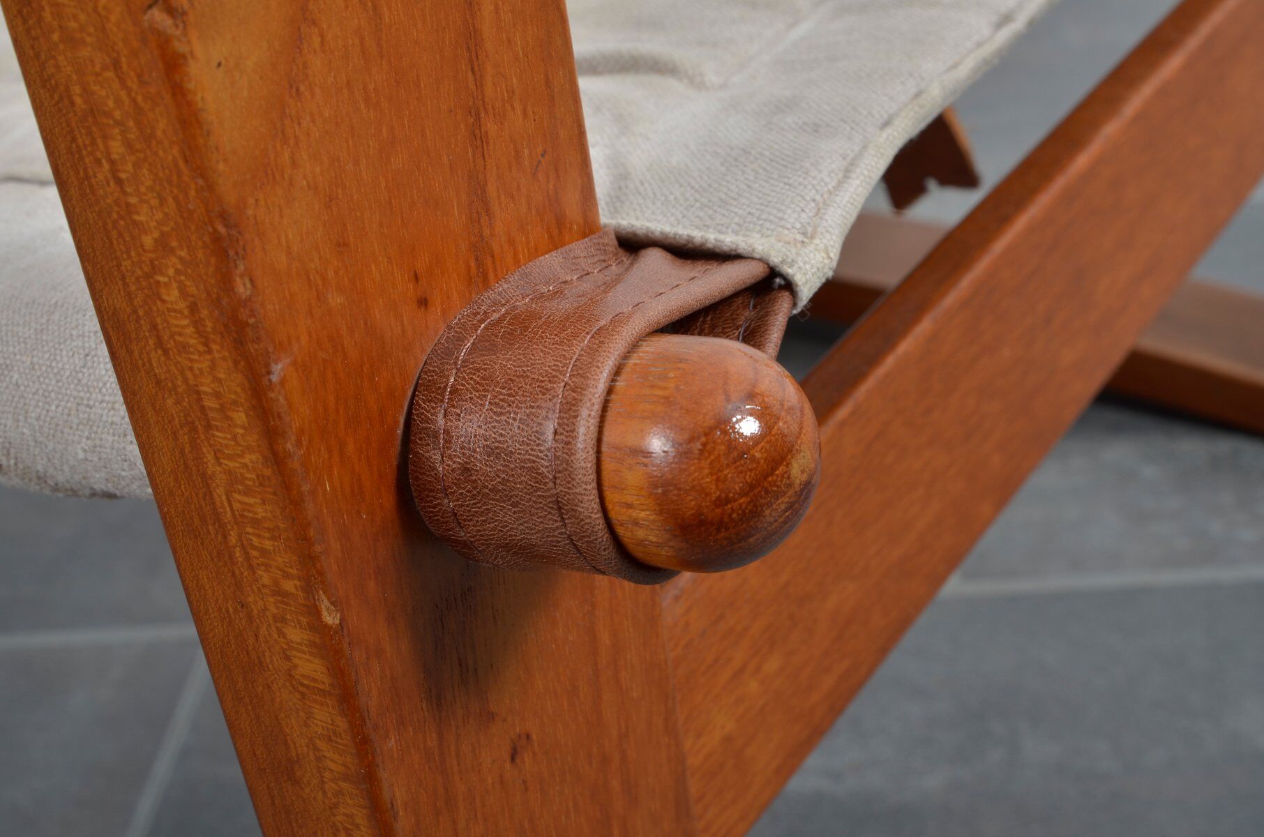 Mid-century mahogany safari chair by Burge Jensen for Bernstorffsminde M-belfabrik