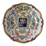 Assiette antique française en céramique de Saint-Cement de 1800 Blason de