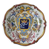 Assiette antique française en céramique de Saint-Cement de 1800 Blason de