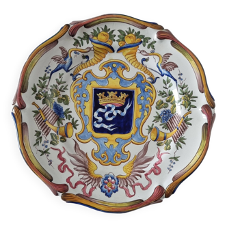 Assiette antique française en céramique de Saint-Cement de 1800 Blason de