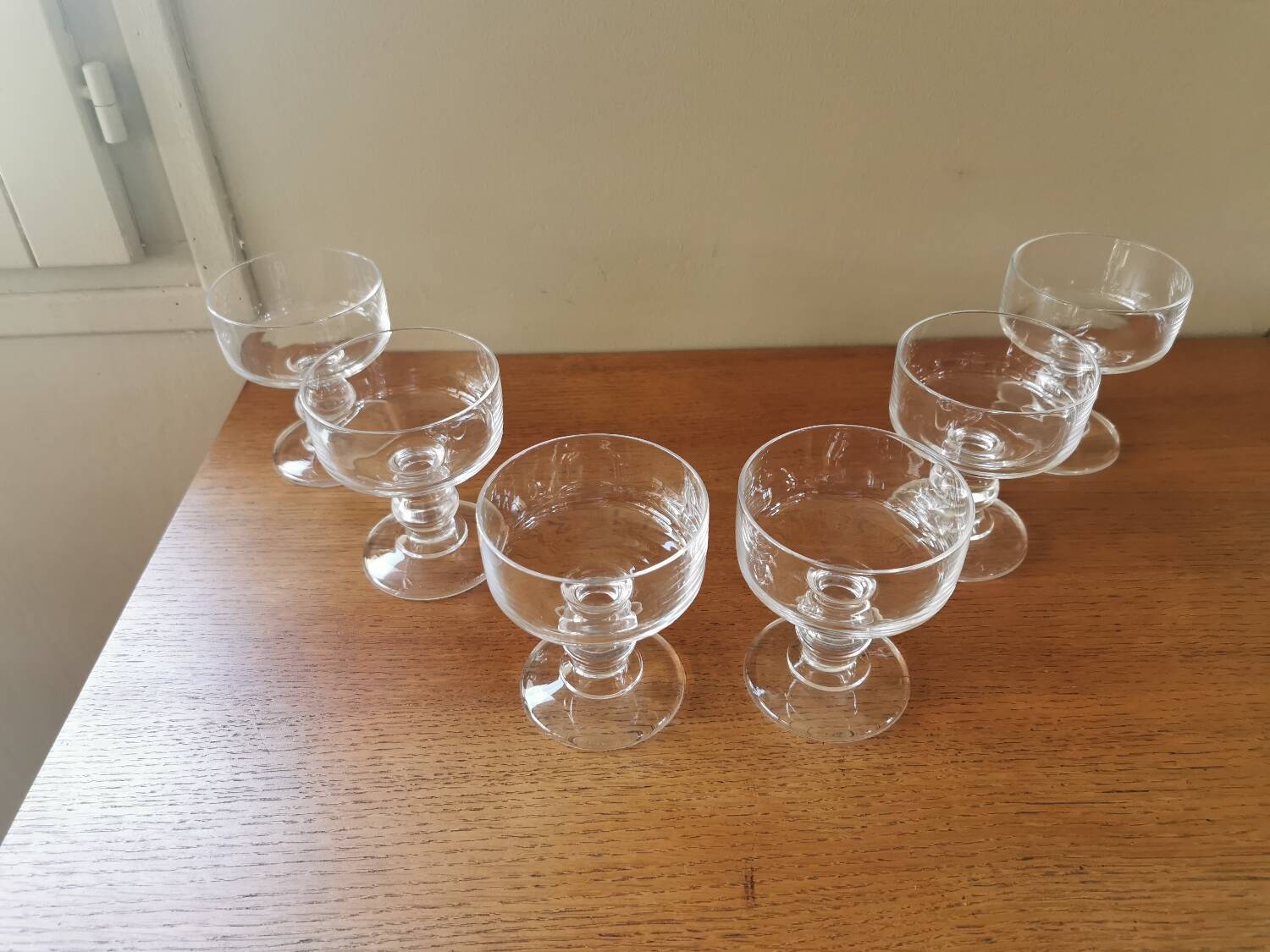 Set of 6 vintage 70s crystal champagne glasses