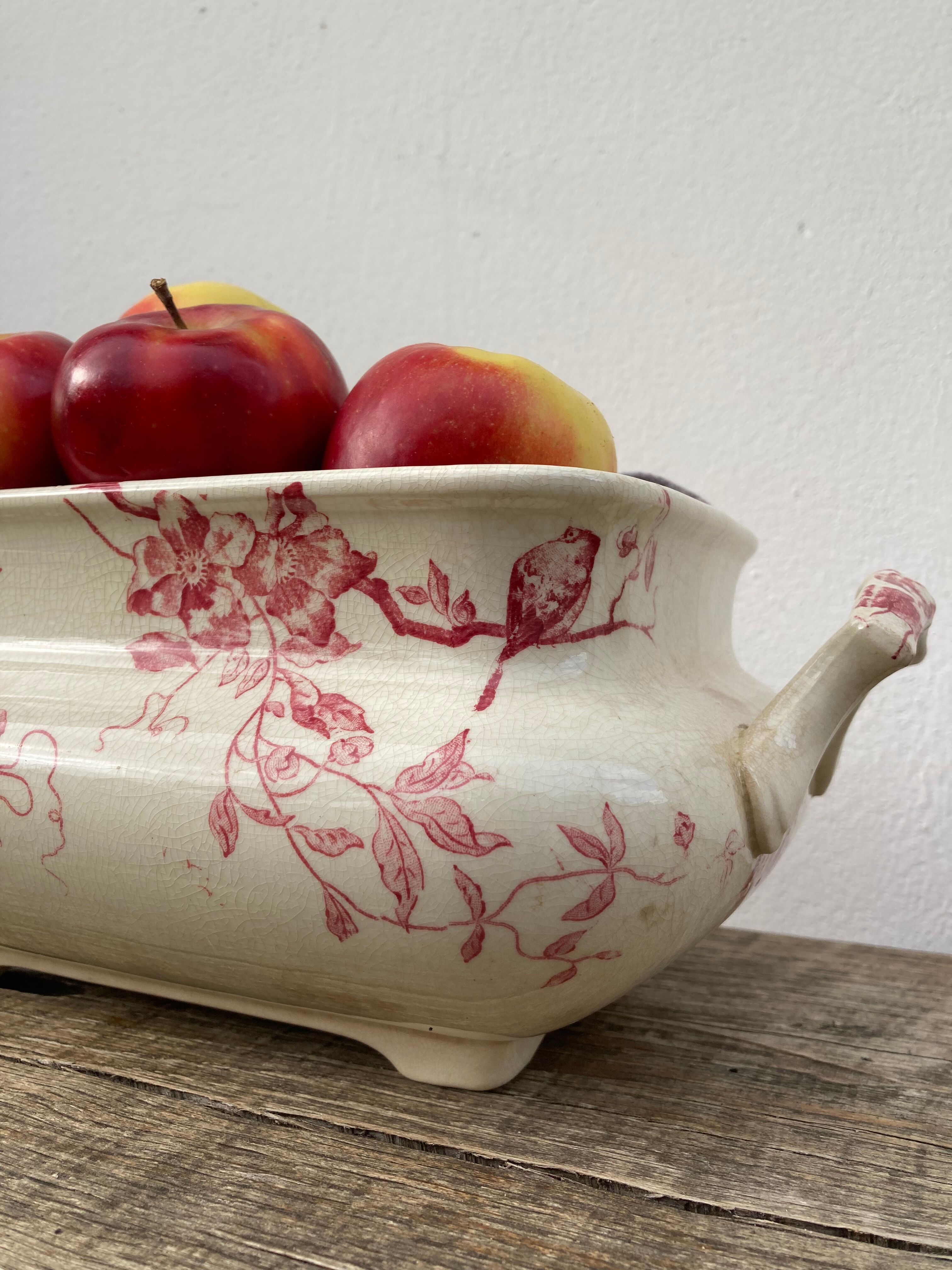 Iron earthenware tureen, antique centerpiece