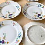 Vintage oval dish in white Limoge porcelain signed TLB flowers