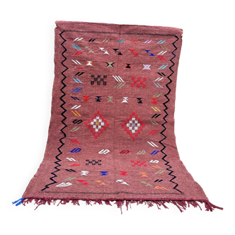 Handmade wool Berber rug: Moroccan Kilim Boho floor rug