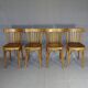 Set of 10 1960s curved wood bistro chairs ready for service
