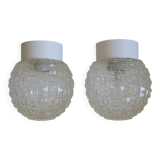 Pair of wall lamps / set of ceiling lights / mid-century flush mount lighting / vintage sconce lamps