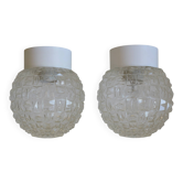 Pair of wall lamps / set of ceiling lights / mid-century flush mount lighting / vintage sconce lamps