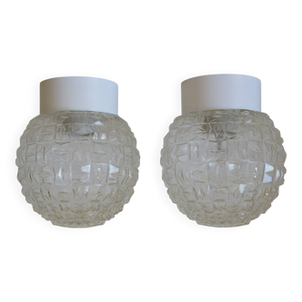 Pair of wall lamps / set of ceiling lights / mid-century flush mount lighting / vintage sconce lamps