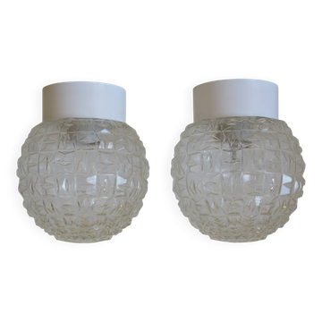 Pair of wall lamps / set of ceiling lights / mid-century flush mount lighting / vintage sconce lamps